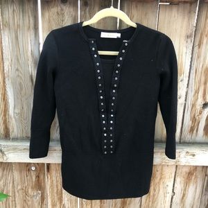Tory Burch sweater black studded tunic size XS